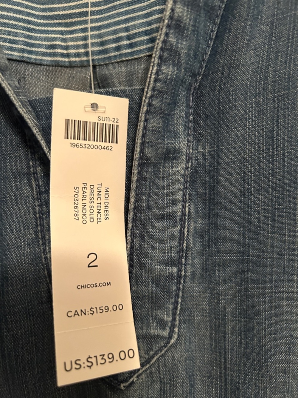 Chico's Denim-Style Midi Shirt Dress in Blue - Picture 2 of 8